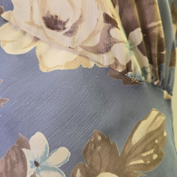 Vintage 90s Y2K Fairy Romantic Babydoll Sheer Floral Maxi Dress Blue Sleeveless - Picture 5 of 14